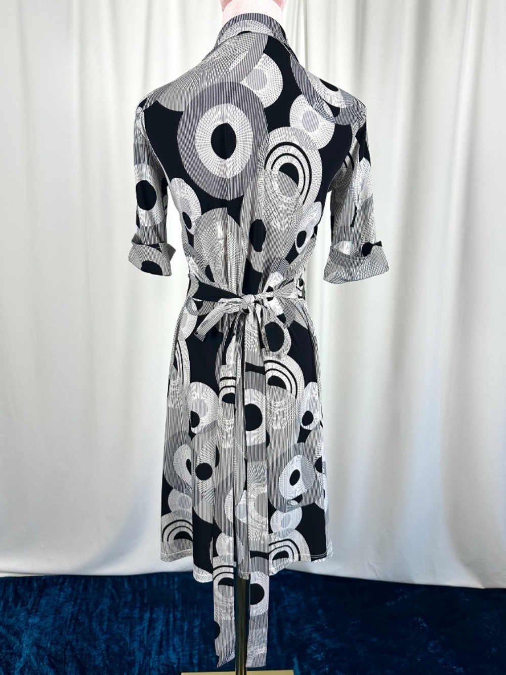 Vintage Y2K Intrigue New York Abstract Wrap Tie Dress XS/S - Picture 11 of 16